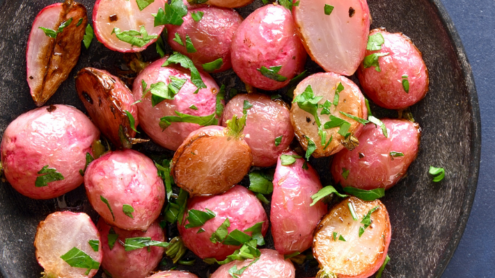 Lemon Dill Roasted Radishes