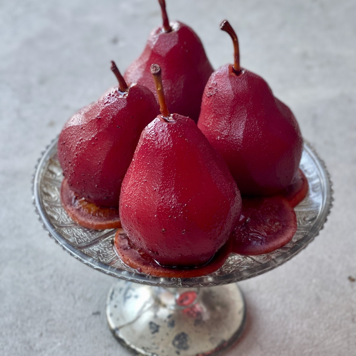 Red Wine Poached Pears