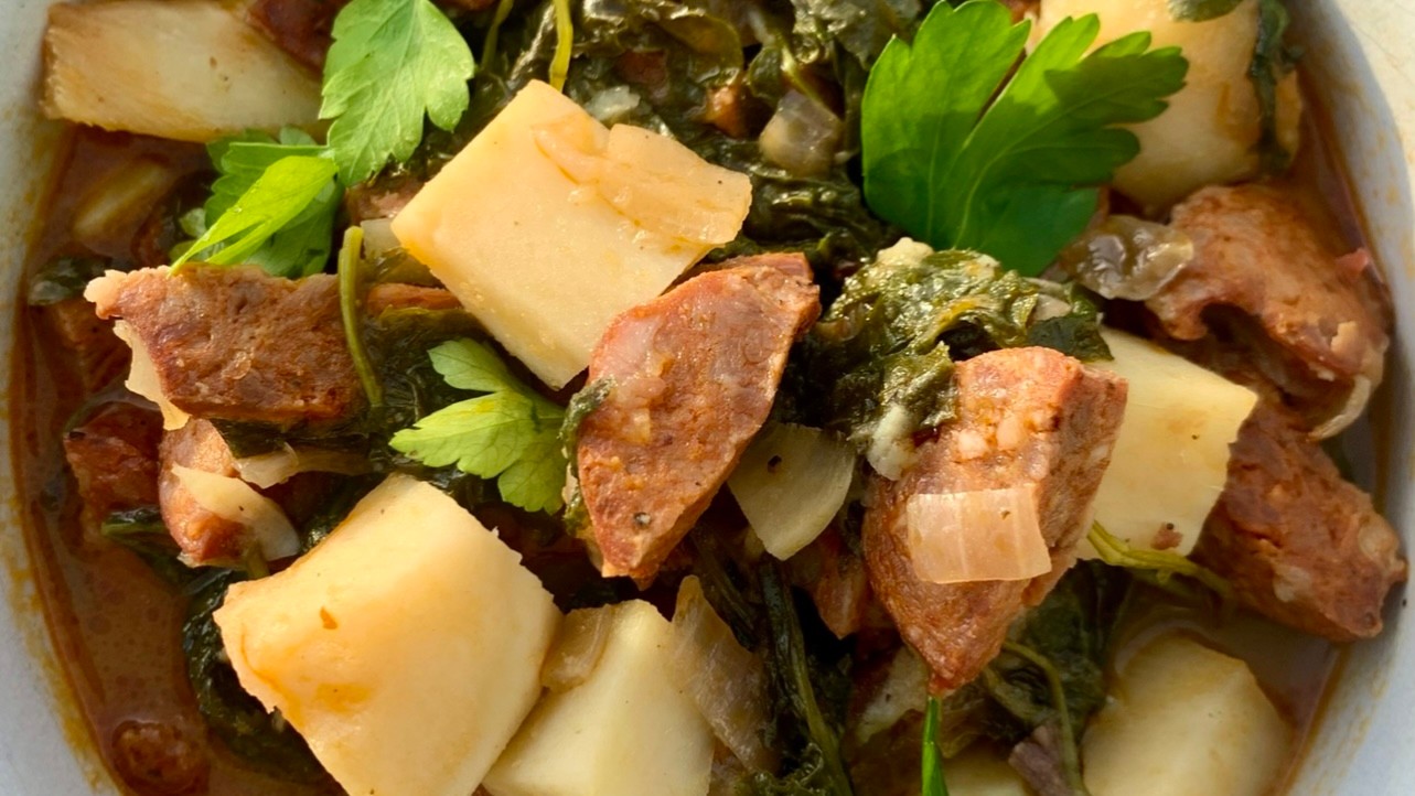 Image of Caldo Verde (Portuguese Potato + Greens Soup)