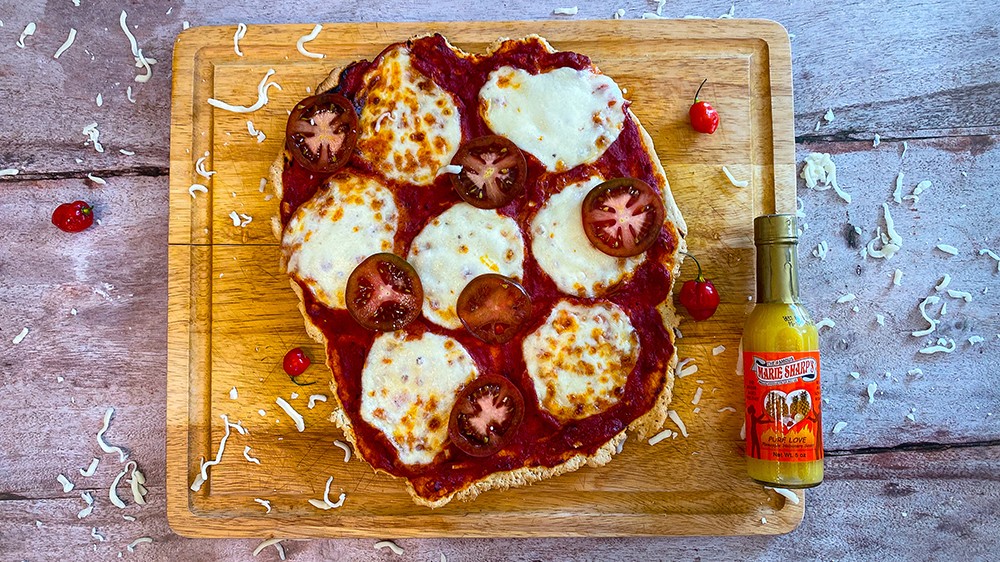 Image of Keto Garlicky Tomato Pizza with a Pineapple Twist