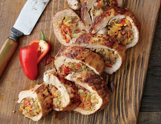 Image of Hatch Chile Stuffed Roasted Pork Tenderloin