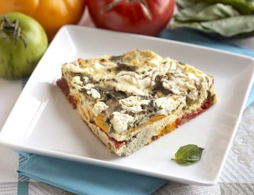 Image of Heirloom Tomato, Basil and Cream Cheese Frittata