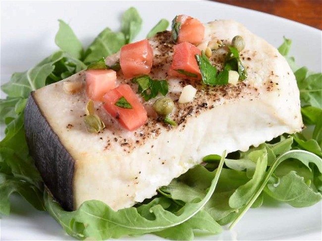 Image of Baked Swordfish with Mediterranean Salsa Recipe