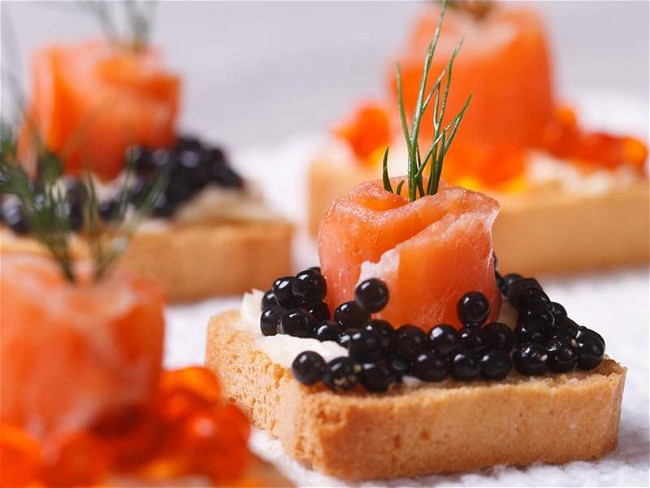 Image of Caviar & Smoked Salmon Canapés Recipe