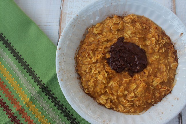 Image of Pumpkin Pie Oatmeal with Chocolate Almond Butter