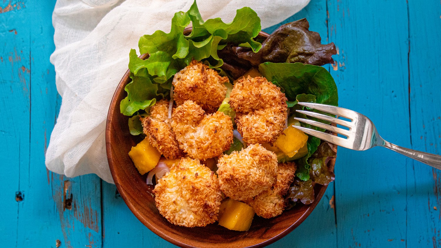 Image of Crispy Baked Coconut Shrimp with Mango Avocado Salad