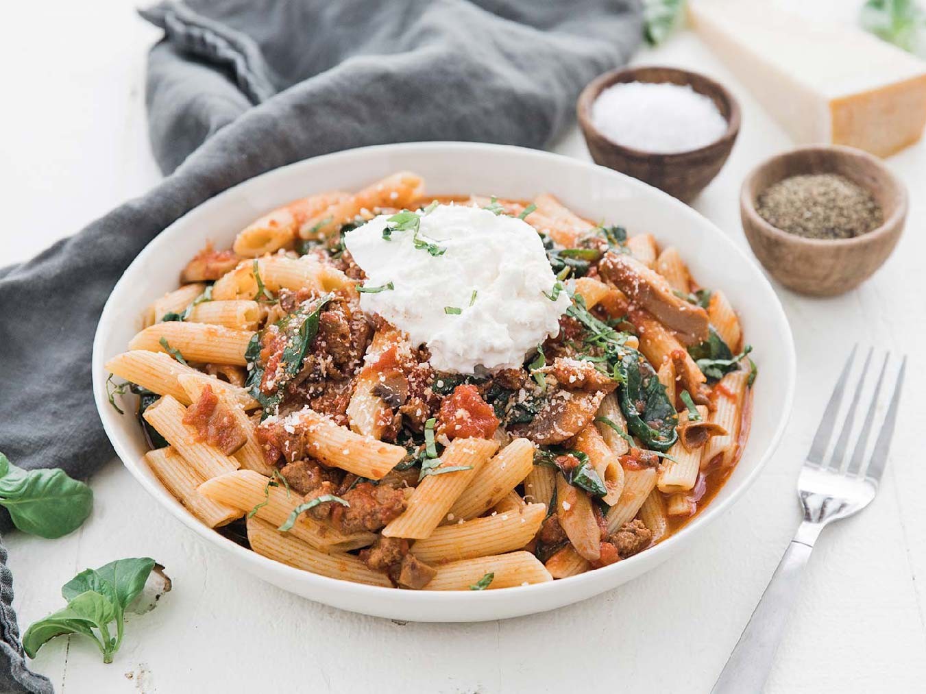 Sausage & Mushroom Pasta with Spinach & Burrata Recipe – Rao's Specialty  Foods