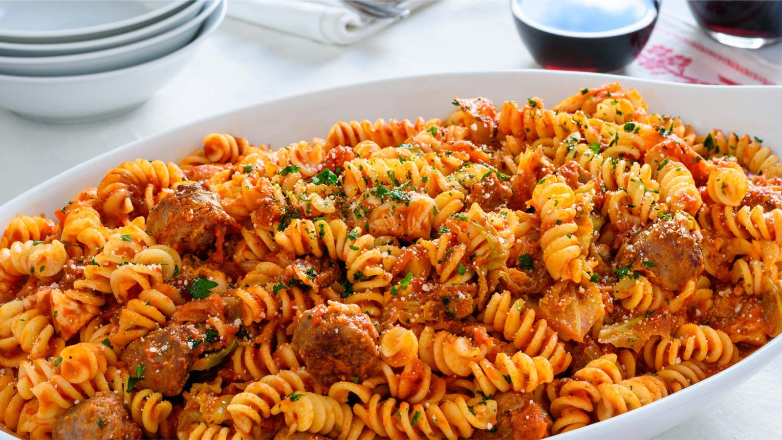 Image of Fusilli with Sausage and Cabbage