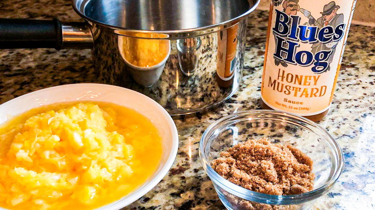 Image of In a small saucepan, whisk cornstarch, kosher salt, brown sugar, cayenne pepper (optional) and crushed pineapple and juices until combined.
