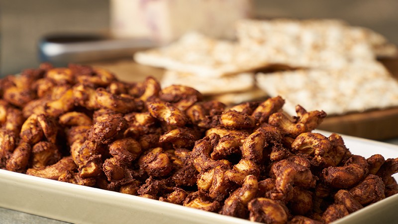 A platter of spiced nuts.