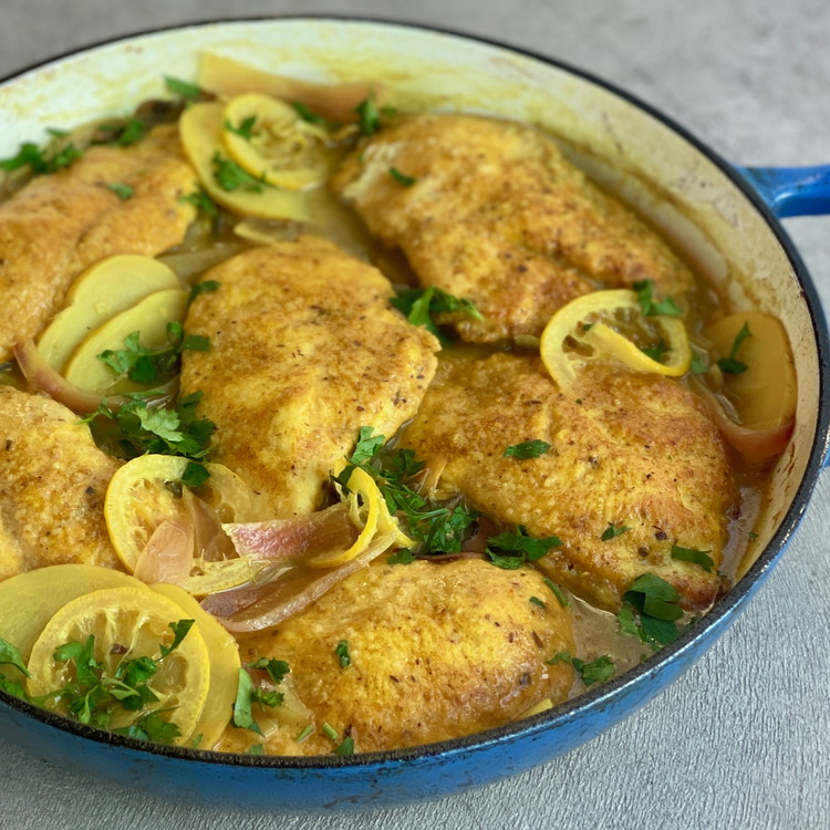 Image of Remove the pan from heat, splash on the fresh lemon juice and finish with chopped parsley.