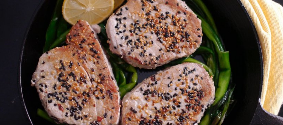 Sesame Ahi Tuna and Orange Glazed Scallions (L&G)