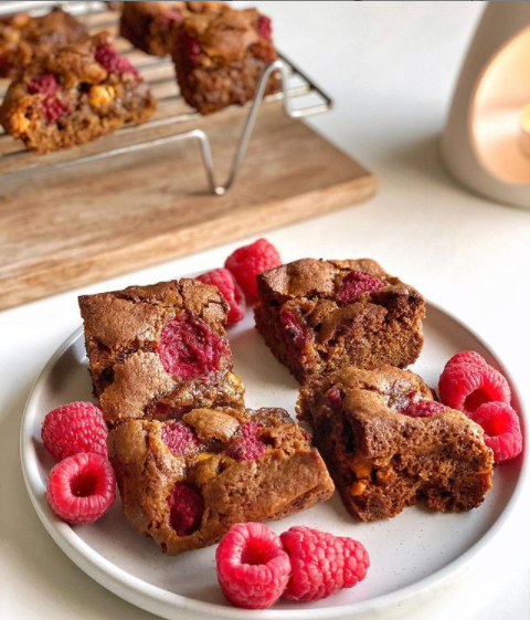 Image of Butterscotch and Raspberry Blondies