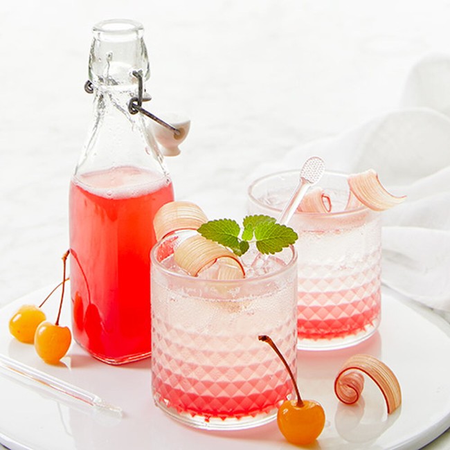 Image of Rhubarb Cherry Shrub Cocktail Recipe