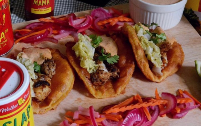 Image of Catfish Tacos with Hush Puppy Tortillas