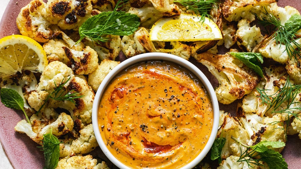Image of Soom's Roasted Cauliflower with Harissa Tahini