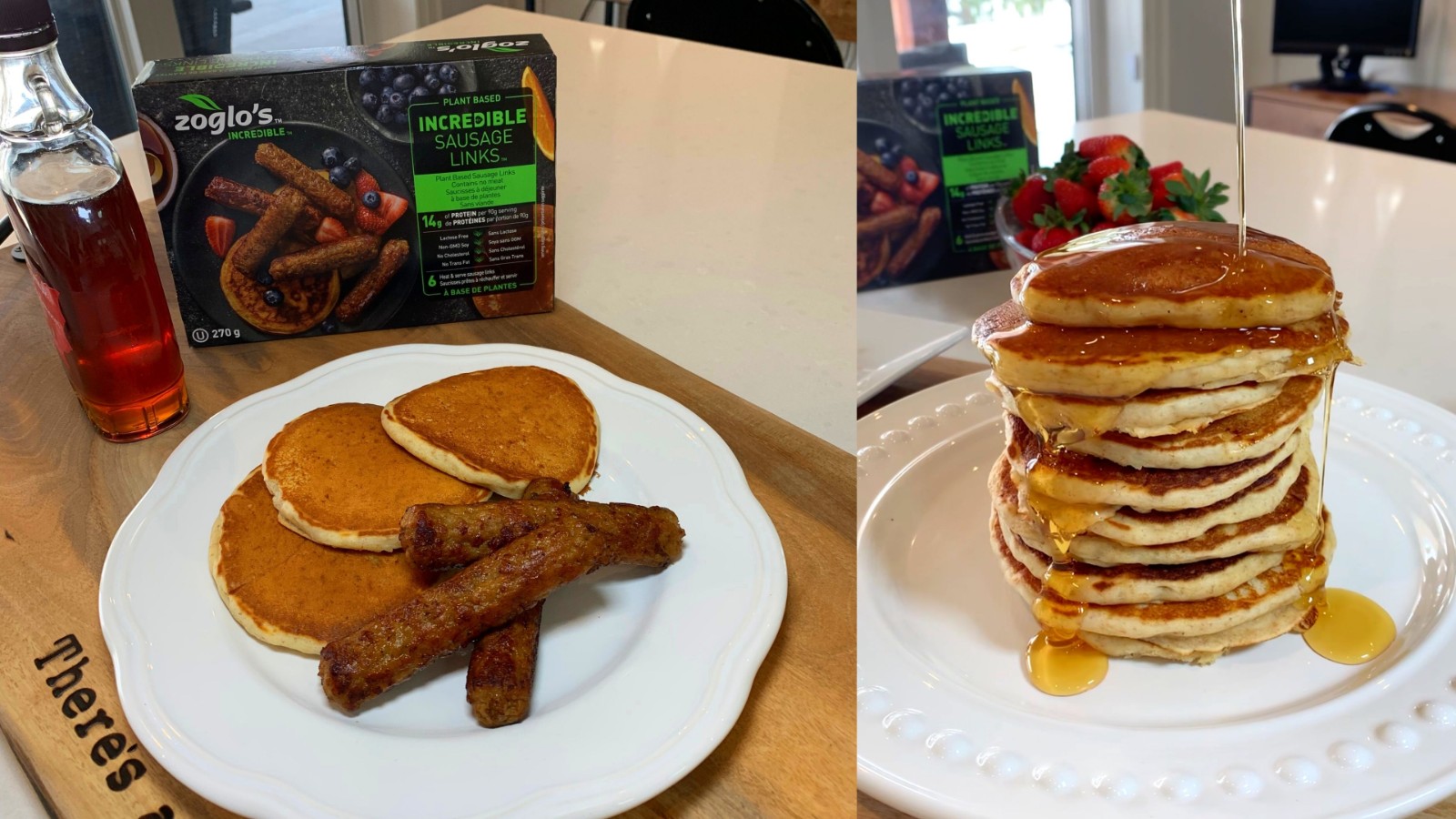 Image de crêpes et saucisses à base de plantes