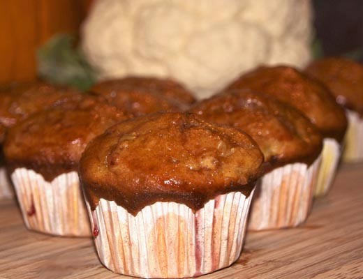 Image of Holiday Cauliflower and Pumpkin Pie Spice Muffins