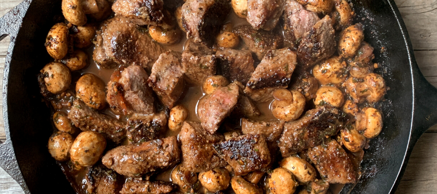 Pan Seared Beef Tips and Mushrooms