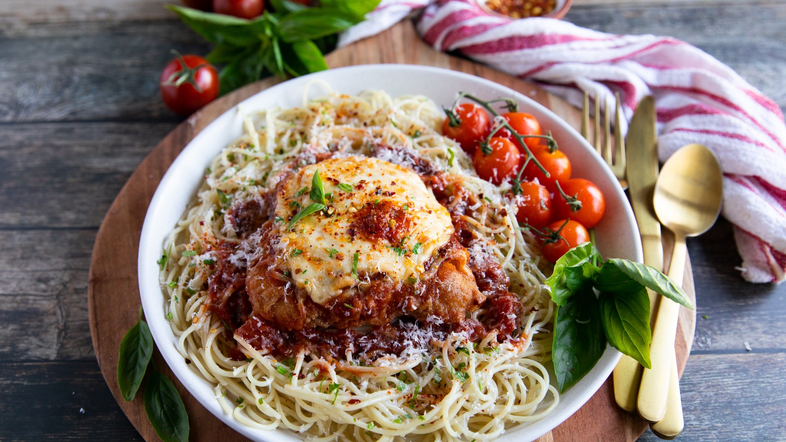 Image of Chicken Parmesan with Sealand Gluten Free Chicken Burgers