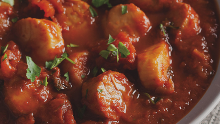 Image of Spicy Scallops (or Chicken) with Tomatoes & Cauliflower Rice