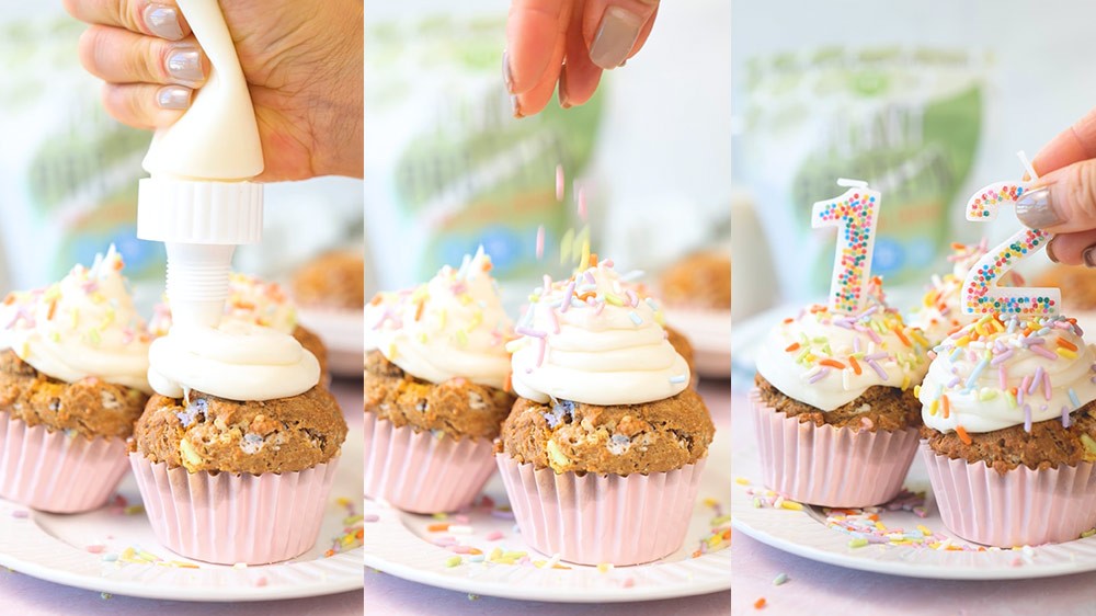 Image of Vegan Sprinkle Protein Cupcakes