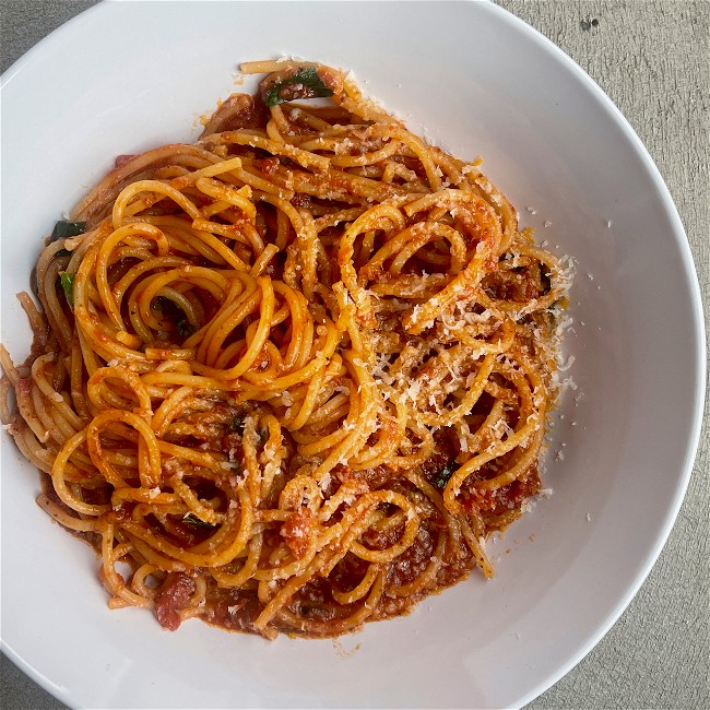 Image of Brown Butter Tomato Sauce with Spaghetti