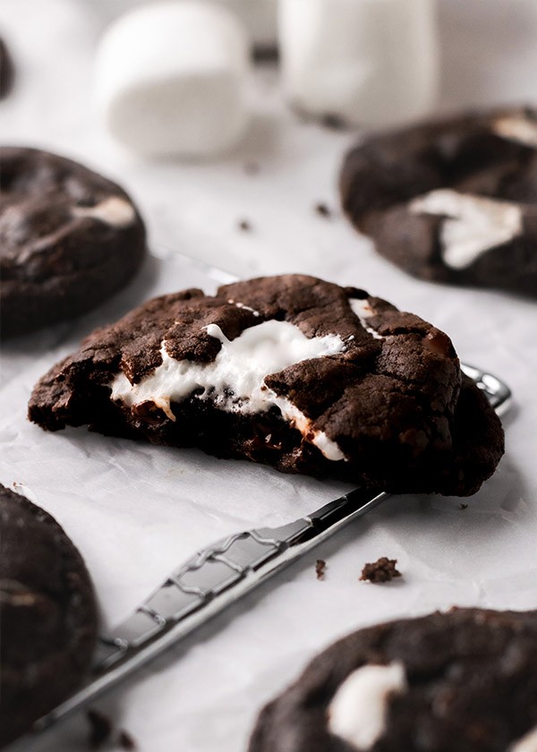 Image of Chocolate Marshmallow Cookies with Black Cocoa Powder