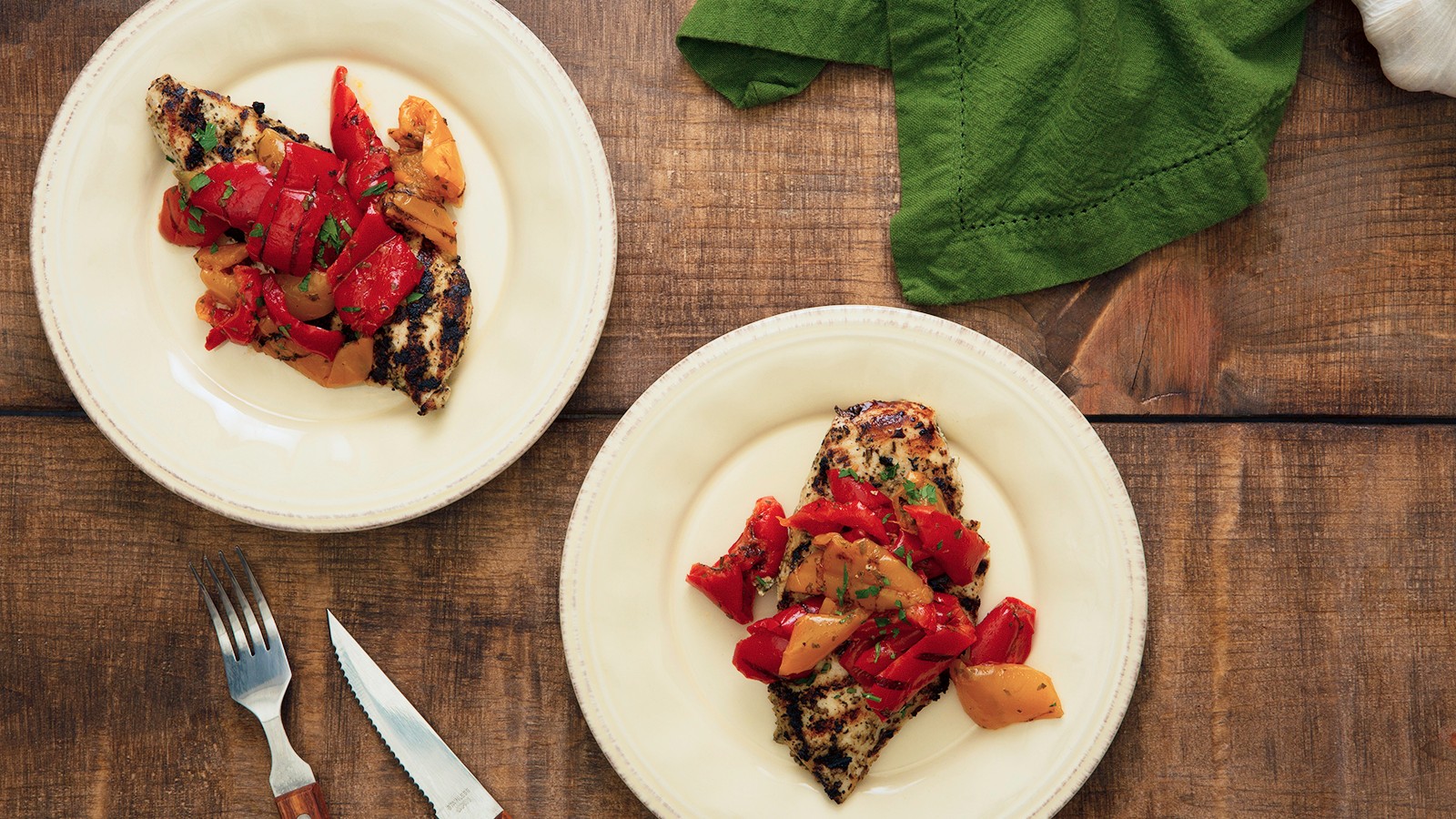 Image of Herbed Chicken with Grilled Peppers