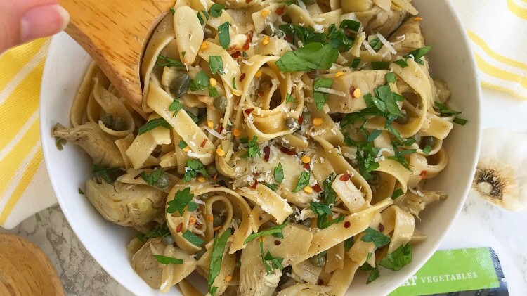 Image of Garlic Anchovy Fettuccini with Artichoke Hearts & Capers