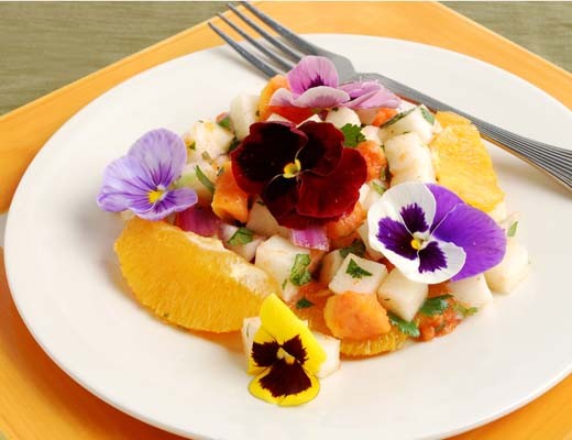 Image of Orange and Jicama Salad with Edible Flowers