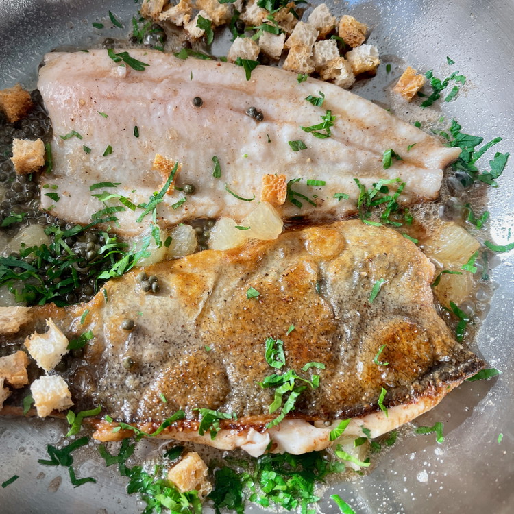 Image of Flip each filet over onto the flesh side for just a second and then right out onto the serving plate.