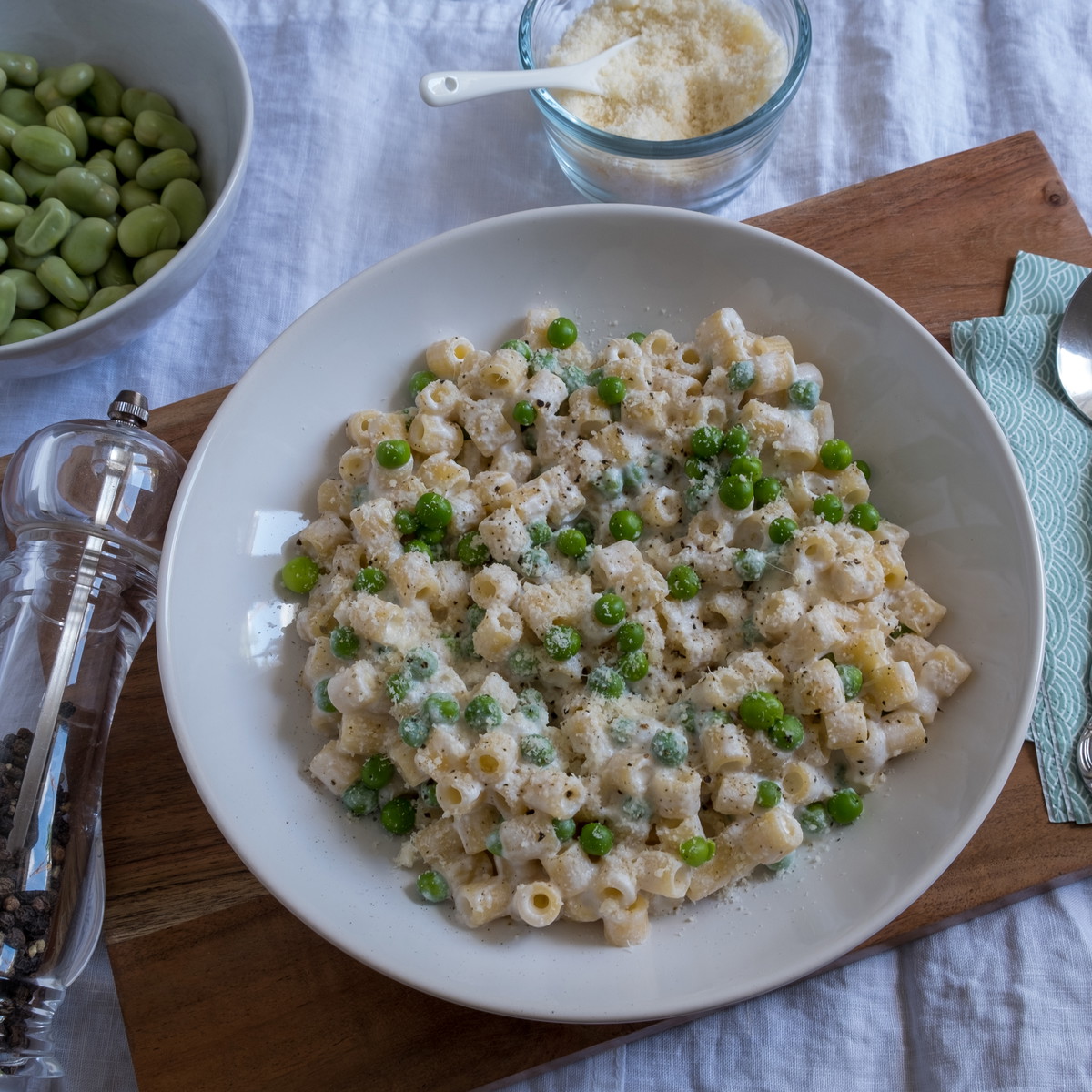 Pasta con ricotta & piselli - Pasta mit Ricotta und Erbsen