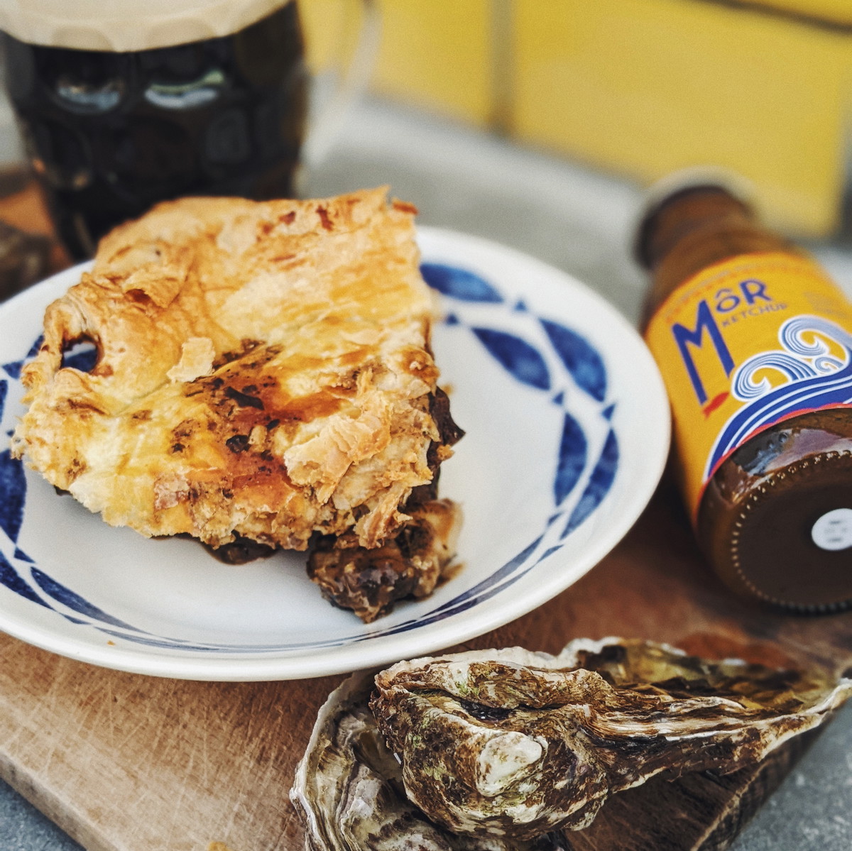 Beef and Oyster Pie with laverbread, Guinness and Mor Ketchup gravy