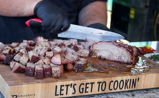 Image of Cube the brisket into bite size portions and place in...