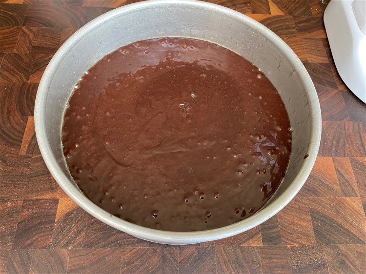 Image of Pour into prepared cake pan and bake for 50-60 minutes...