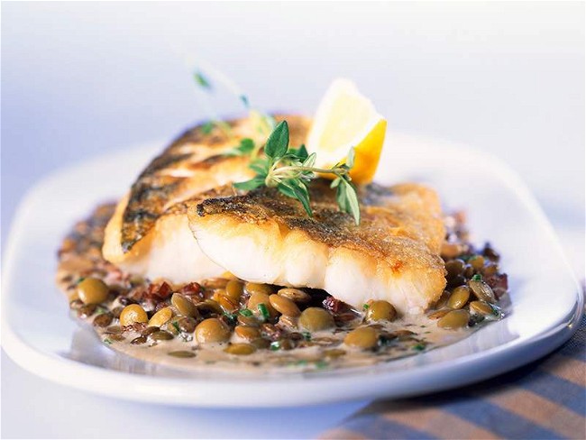 Image of Fried Catfish Fillets on Lentils Recipe