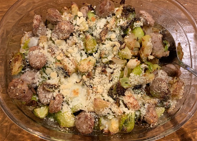 Image of Roasted Potatoes with Brussel Sprouts and Sausage