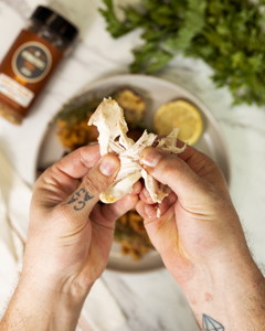 Image of Cook chicken on the spit until an internal temp of 165f / 74c the drip tray should prevent any flare ups but keep any eye on it throughout the cook to ensure it's cooking evenly.