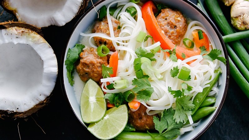 Image of Asian Meatballs and Noodles with Toasted Sesame Ginger