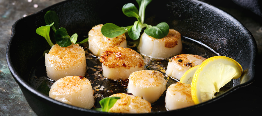 Cast Iron Seared Scallops & Lemon Sauce