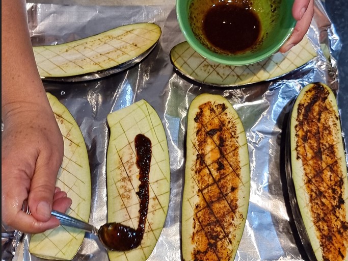 Roasted Eggplant Salad with Black Garlic