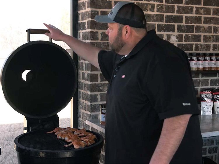 Image of Place wings on cool zone of grill. Cook for 30-45...