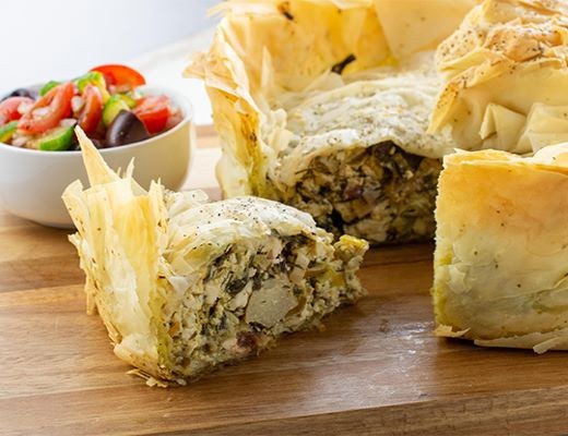 Image of Springtime Greens, Artichoke and Leek Filo Pie