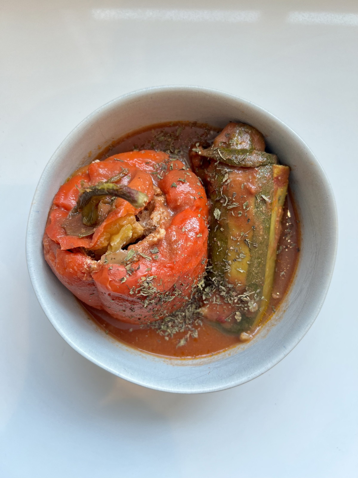 Dolmas (Stuffed Peppers, Zucchini and Tomatoes)