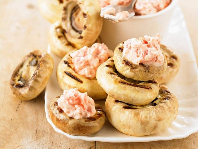 Image of Grilled Tzatziki Crab Stuffed Mushrooms Recipe