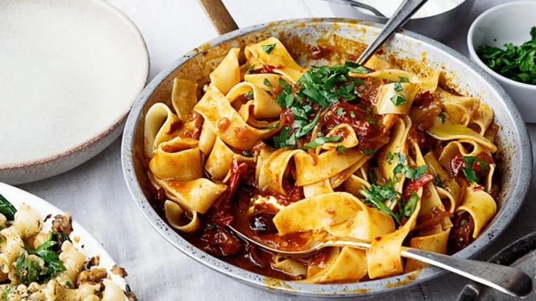 Image of Pappardelle with Alexandra's Rose Harissa, Black Olives & Capers