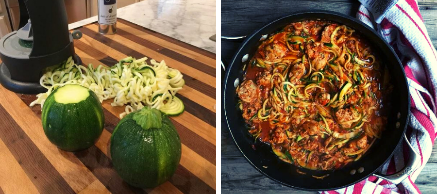 Basil Chicken Sausage & Zucchini Spaghetti