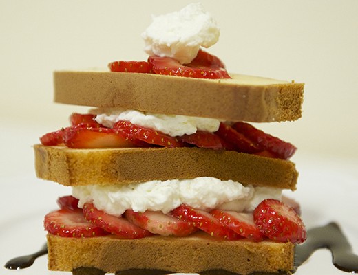 Image of Strawberry Shortcake with Chocolate Sauce