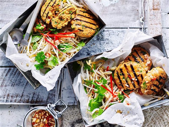 Image of Keto Fish Cakes with Herb Salad Recipe